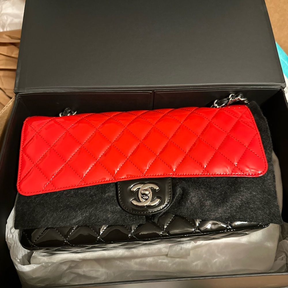 Chanel Quilted Red and Black Shoulder Bag